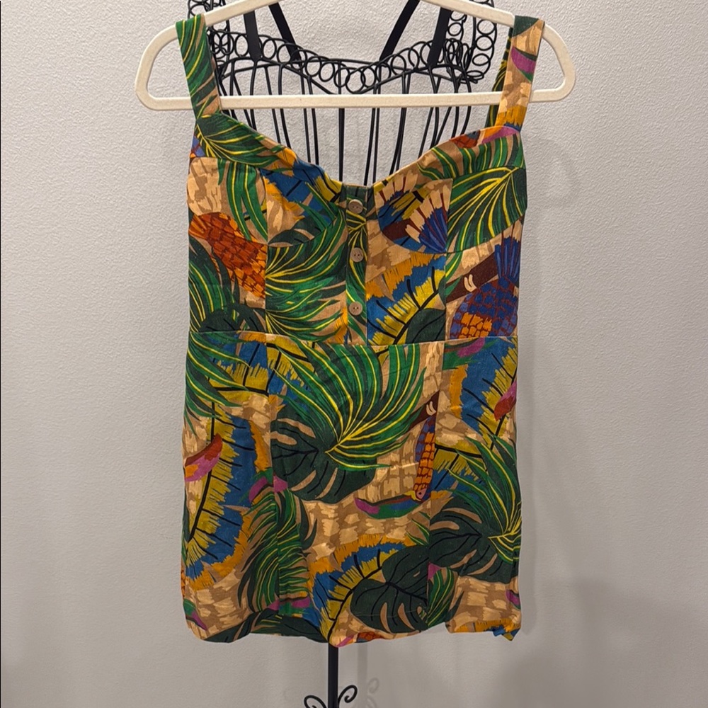 House of Harlow 1960 Green and Orange Camisole Midi Dress